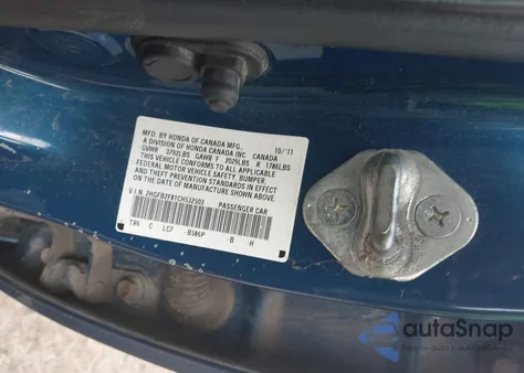 2012 Honda Civic Ex из США, поврежденный, VIN 2HGFB2F81CH532503